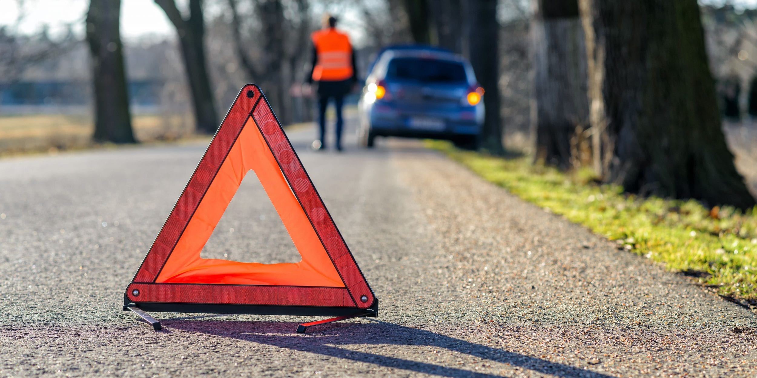 breakdown triangle in front of car